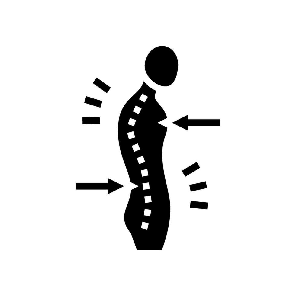 bukte houding osteoporose symptoom glyph icoon vector illustratie