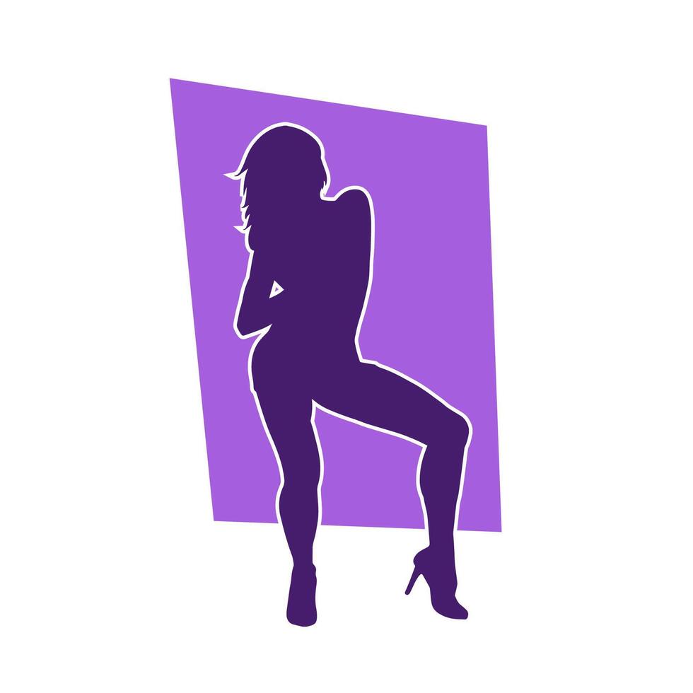 silhouet van een slank vrouw in dans houding. silhouet van een vrouw dansen. vector