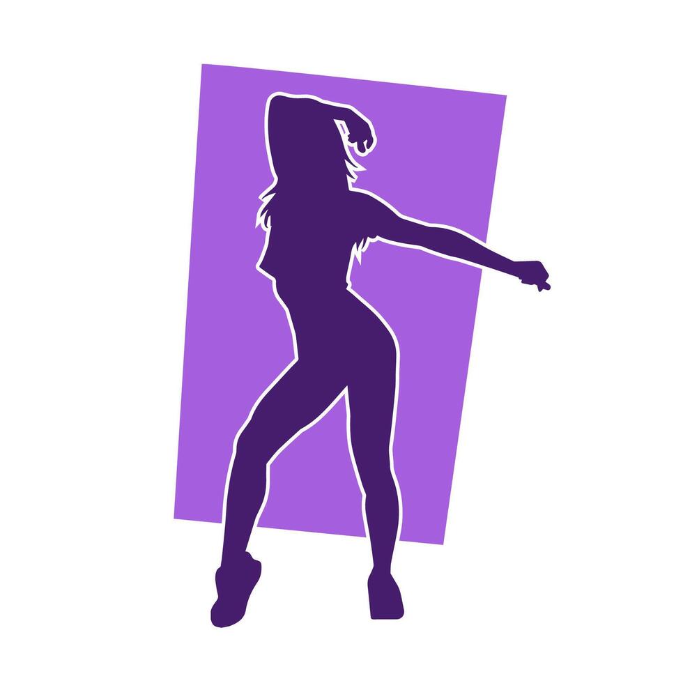 silhouet van een slank vrouw in dans houding. silhouet van een vrouw dansen. vector