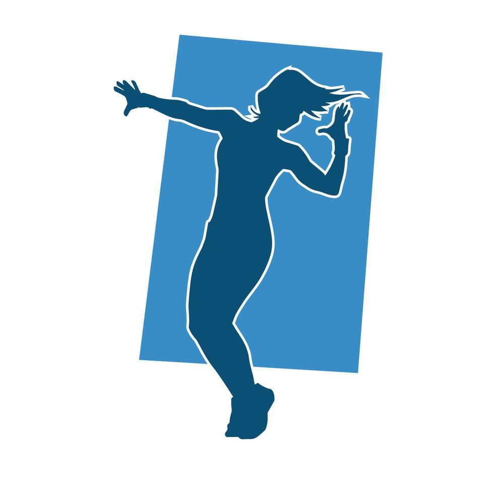 silhouet van een slank vrouw in dans houding. silhouet van een vrouw dansen. vector