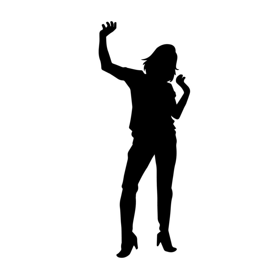 silhouet van een slank vrouw in dans houding. silhouet van een vrouw dansen. vector