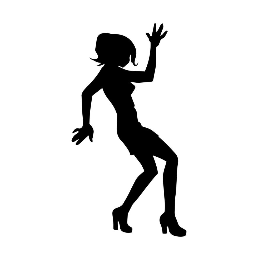 silhouet van een slank vrouw in dans houding. silhouet van een vrouw dansen. vector