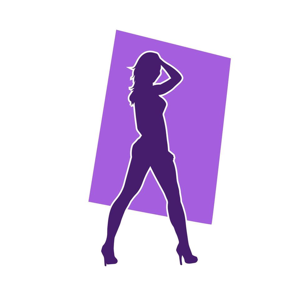 silhouet van een jong slank vrouw model- in strak kleding. silhouet van een slank vrouw in vrouwelijk houding. vector