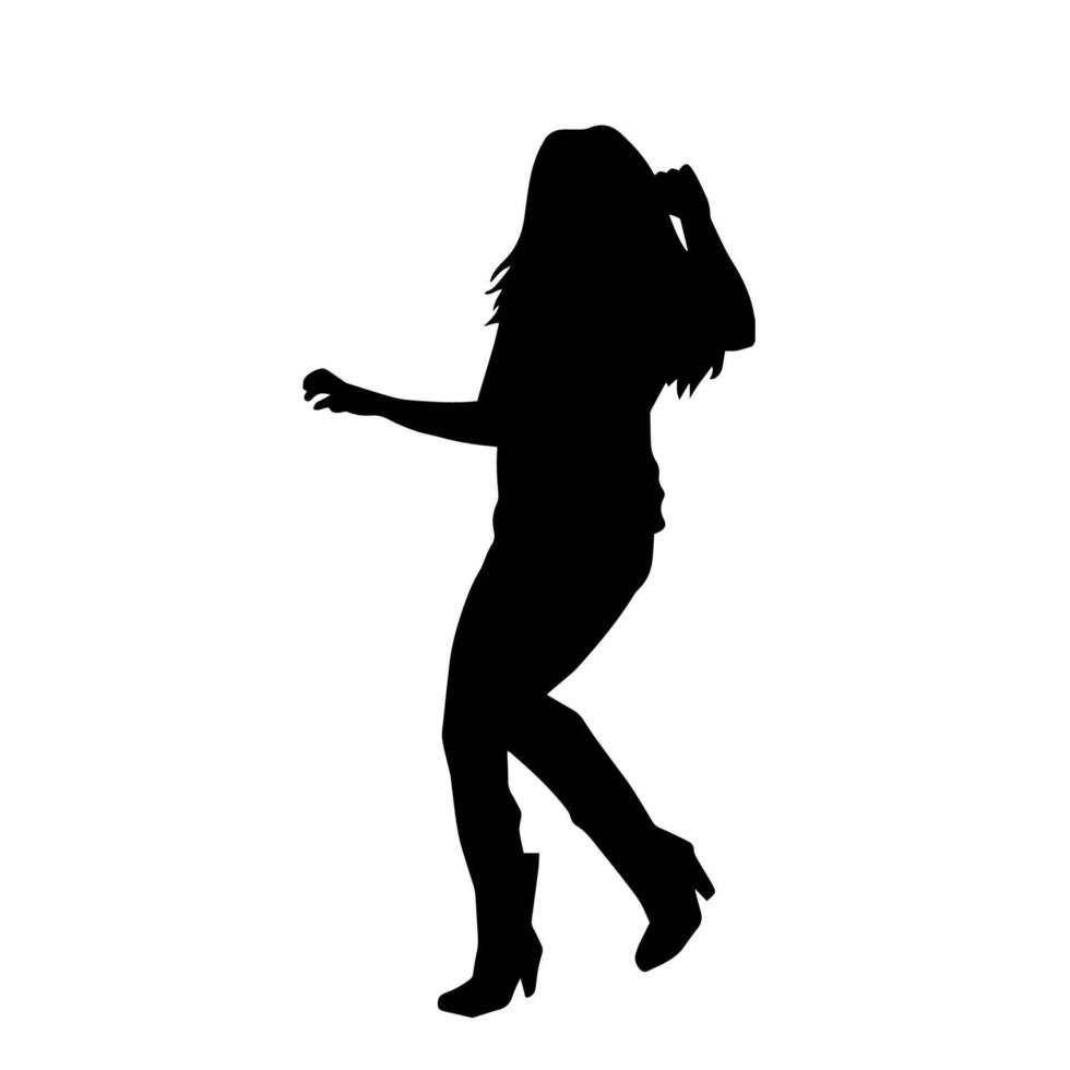 silhouet van een slank vrouw in dans houding. silhouet van een vrouw dansen. vector