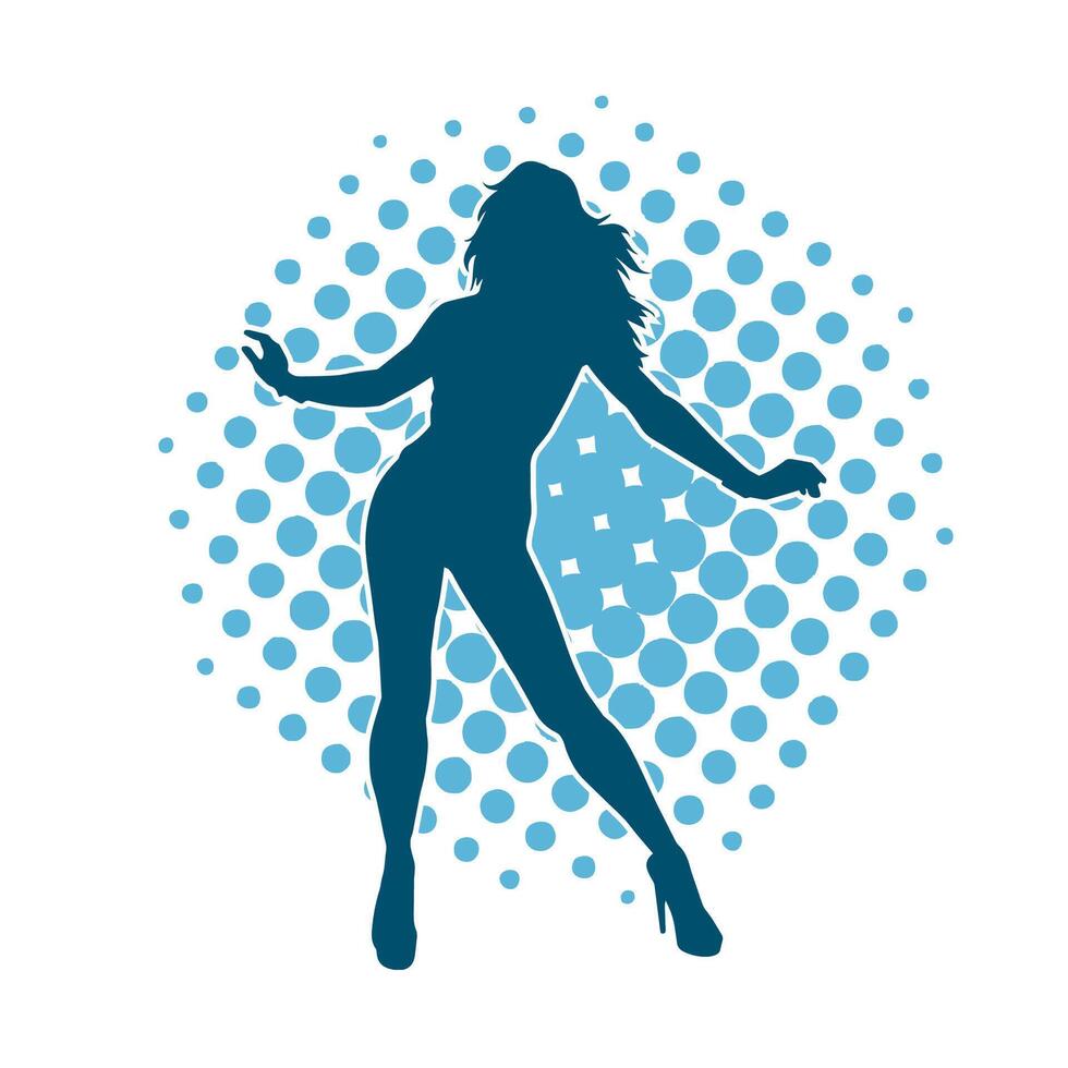 silhouet van een slank vrouw in dans houding. silhouet van een vrouw dansen. vector