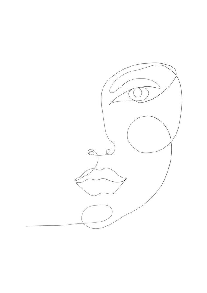 doorlopend lijn tekening van gezicht vrouw.abstract lijn kunst portret, lijn, continu lijntekening, vector minimalisme stijl en schetsen portret concept.