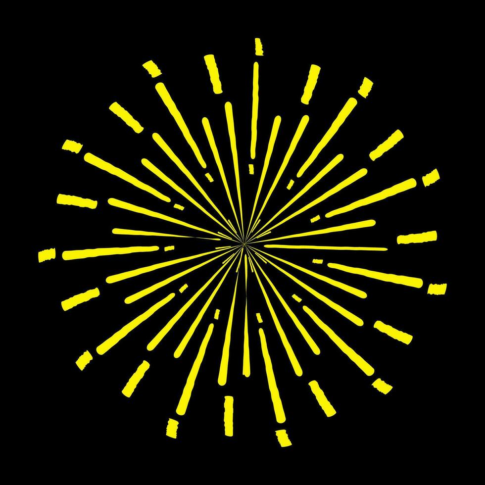 zonnestraal, licht stralen in lijn kunst. Boheems symbool barsten zon stralen, vuurwerk vector. vector