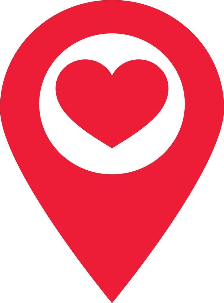 rood kaart wijzer met hart icoon . rood plaats pin icoon met hart . vector illustratie