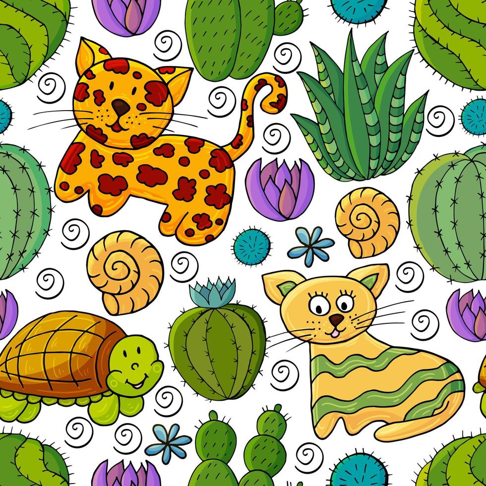 schattige vectorillustratie. cactussen, aloë, vetplanten. decoratieve natuurlijke elementen vector