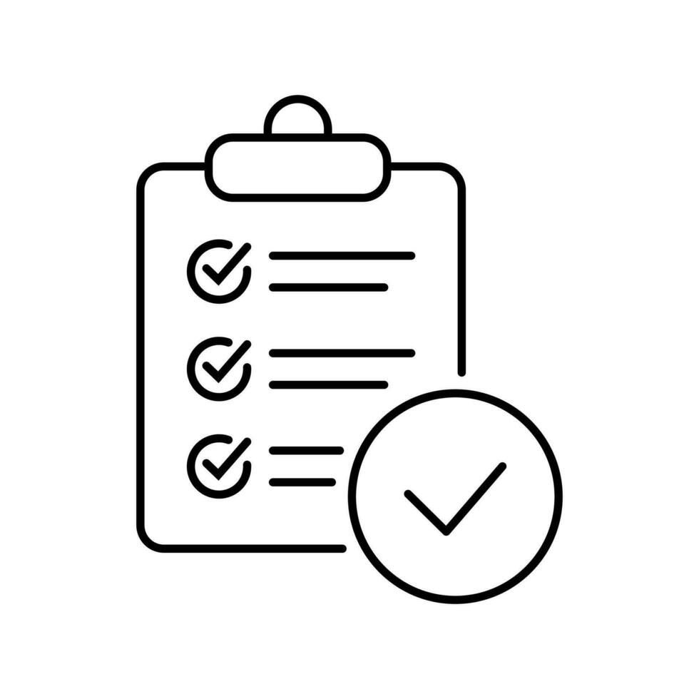 klembord met controleren Mark lijn icoon geïsoleerd Aan achtergrond. checklist teken symbool voor web plaats en app ontwerp. vector