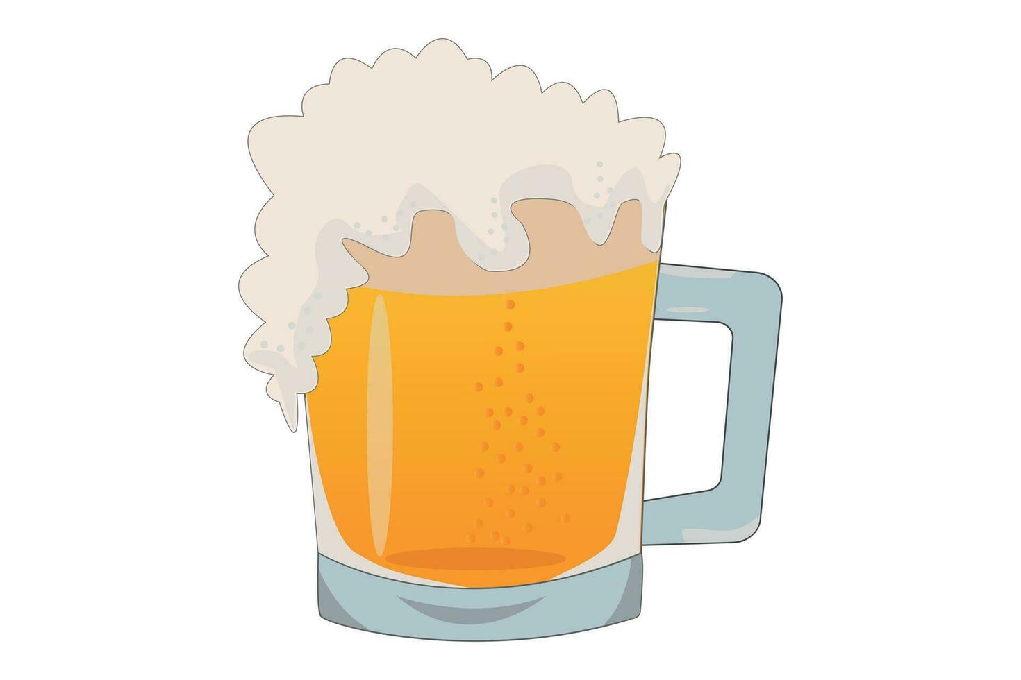 mok met bier. bier mok met schuim.kleurrijk versie, bril van bier. bar, kroeg symbool, bier festival, logo illustratie. vector grafiek.