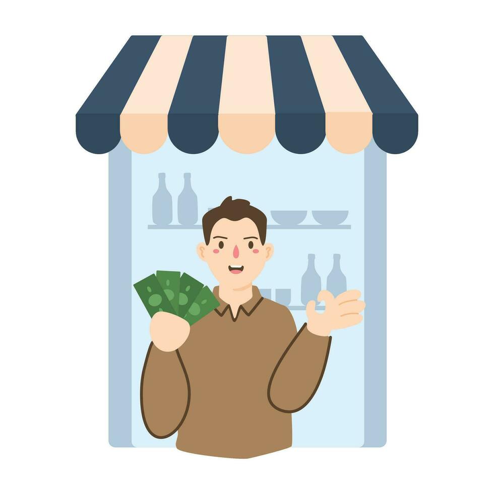 buying boodschappen Aan markt illustratie vector