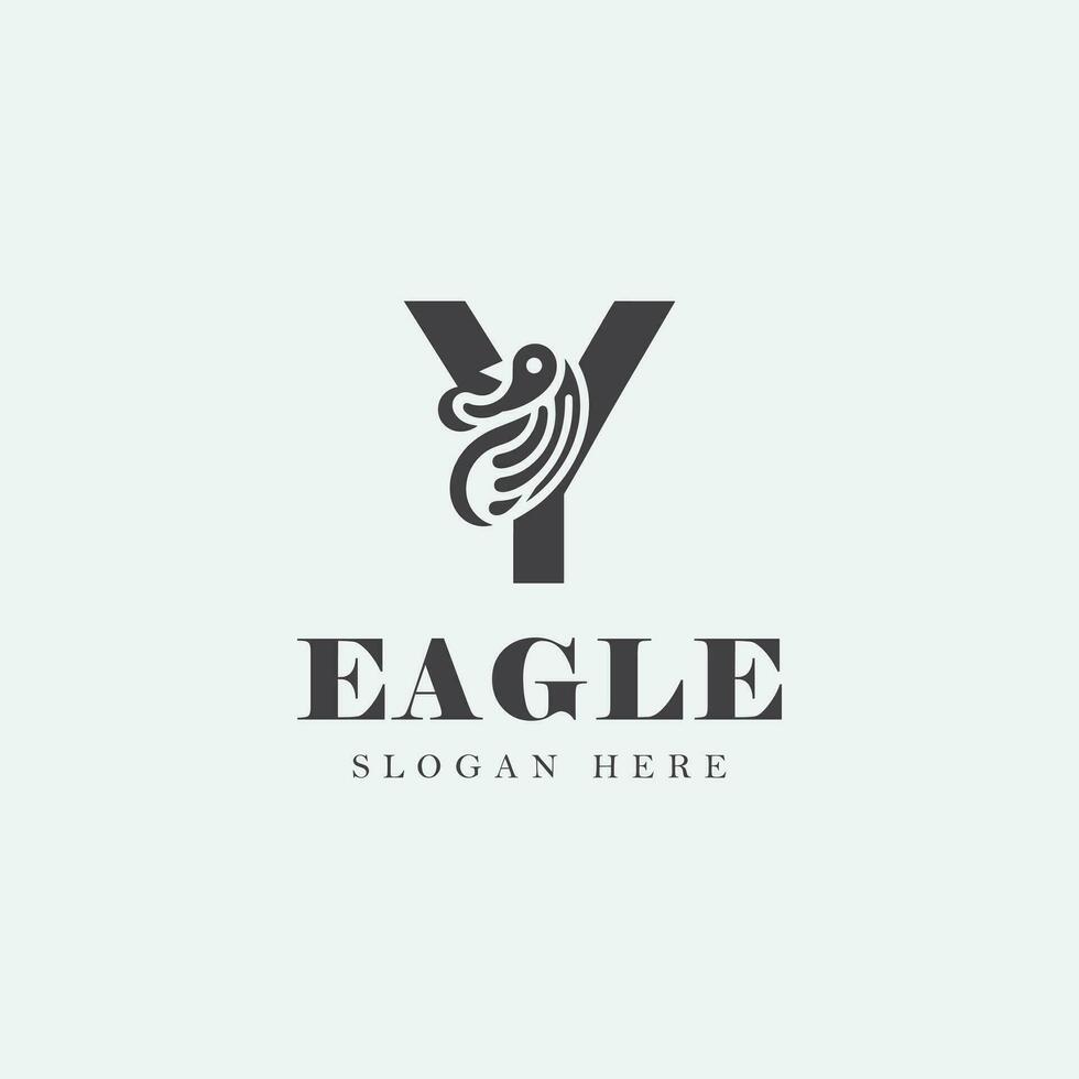 brief y logo ontwerp in de vorm van een vogel, in monochroom stijl, zwart en wit. vector