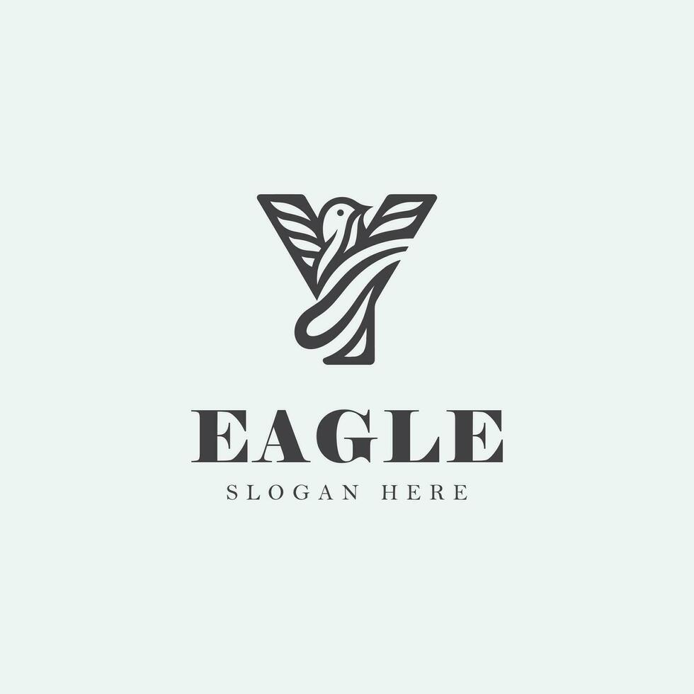 brief y logo ontwerp in de vorm van een vogel, in monochroom stijl, zwart en wit. vector