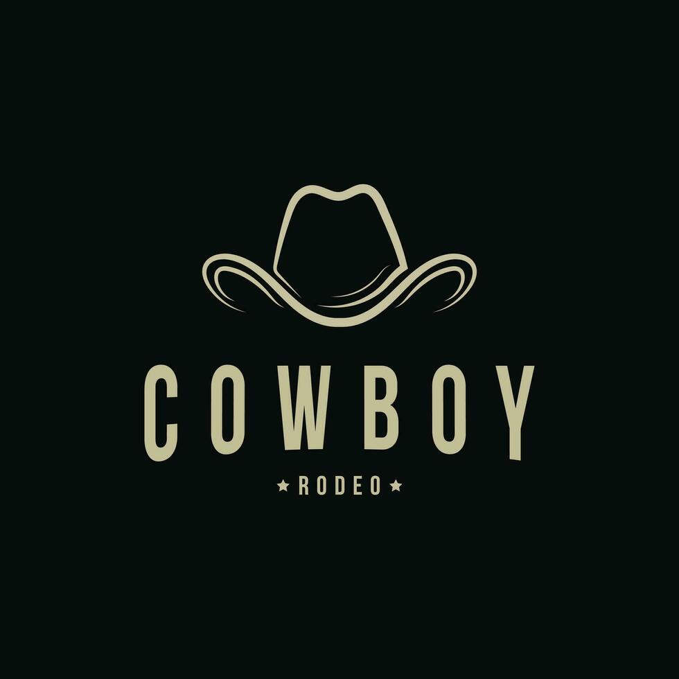 cowboy hoed rodeo logo ontwerp wijnoogst retro stijl vector