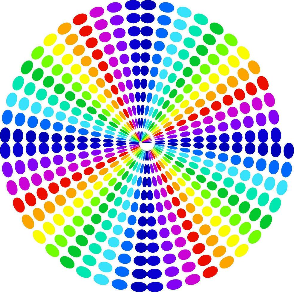 regenboog spiraal met heel levendig kleuren. fantasie wervelwind met primair kleuren vector