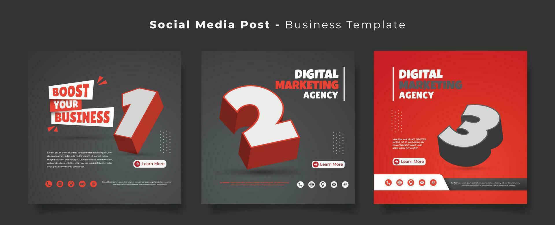 sociaal media post sjabloon in zwart rood achtergrond met 3d aantal ontwerp voor Product advertentie vector