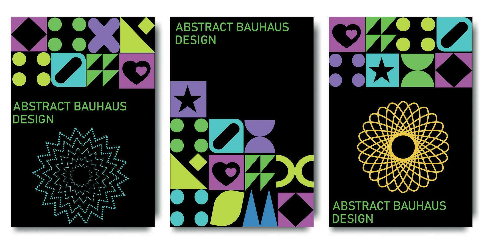 abstract posters met meetkundig elementen. modern minimalistische meetkundig vormen met gemakkelijk vormen en elementen in retro psychedelisch kleuren. vector