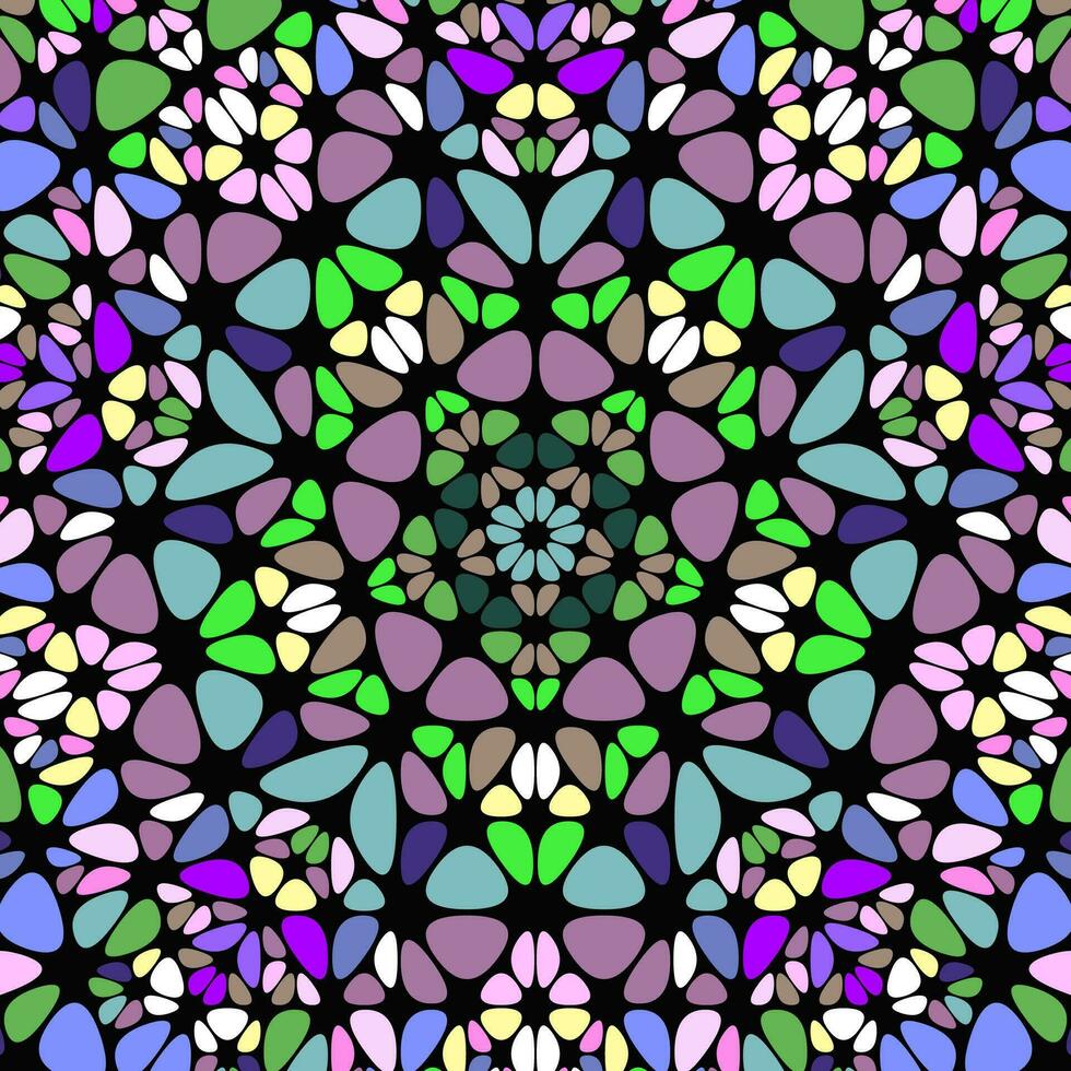 abstract mozaïek- patroon achtergrond ontwerp - circulaire psychedelisch bloemen vector grafisch