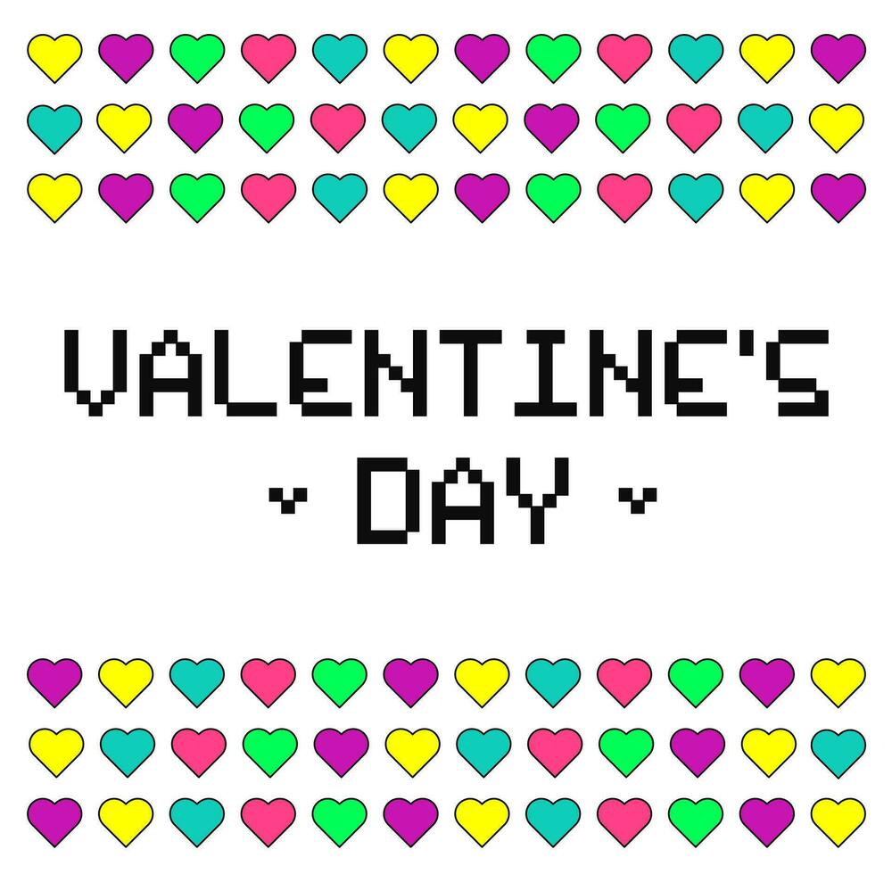 retro stijl banier voor Valentijnsdag dag. wit achtergrond met geïsoleerd kleurrijk harten. vector illustratie.