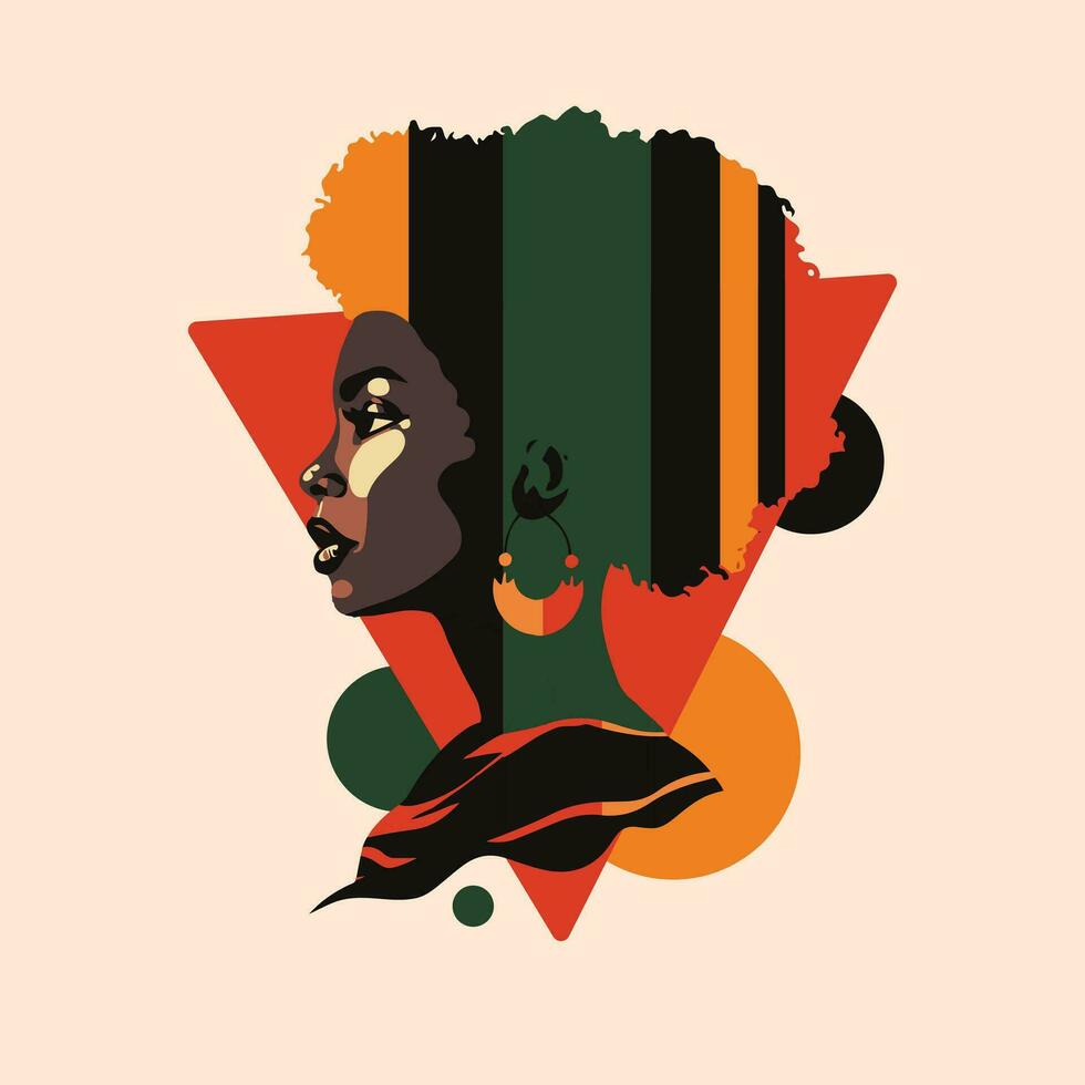 Afrikaanse zwart vrouw cultureel zwart geschiedenis maand t-shirt vector