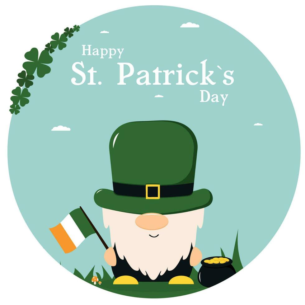 st patricks dag elf van Ierse folklore. dwerg voor st. Patrick dag. Iers dwerg in een groen hoed. vector illustratie. groet kaart