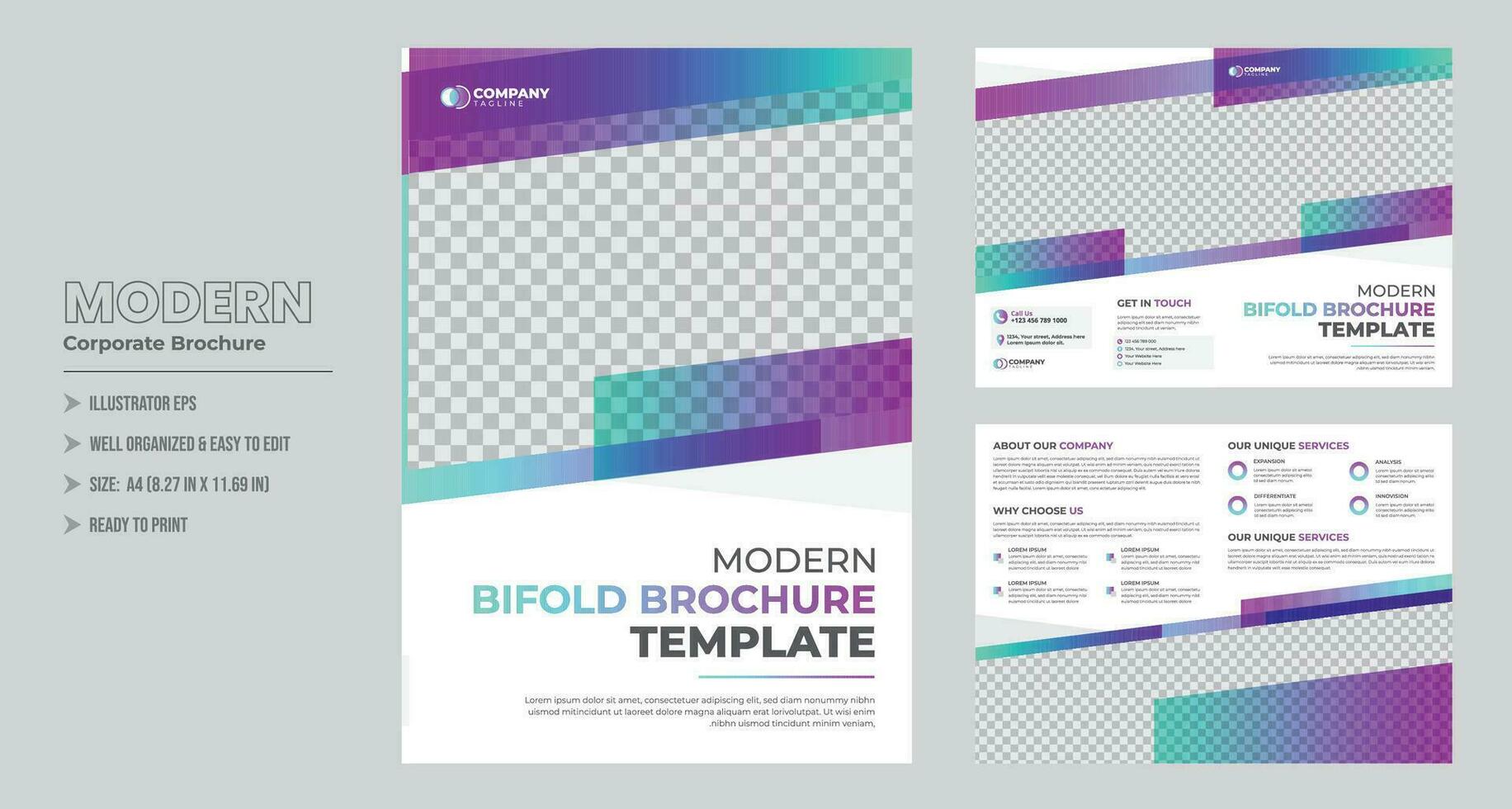 modern zakelijke a4 tweevoudig brochure sjabloon ontwerp vector