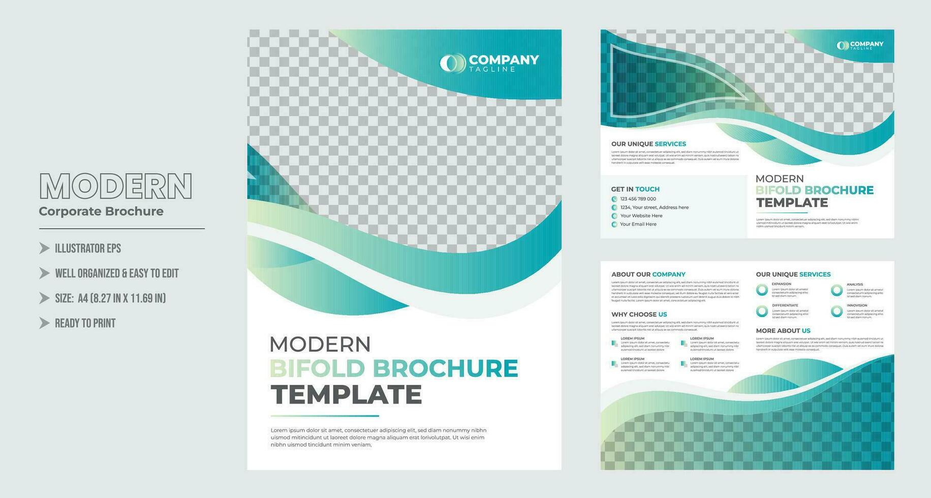 modern zakelijke a4 tweevoudig brochure sjabloon ontwerp vector