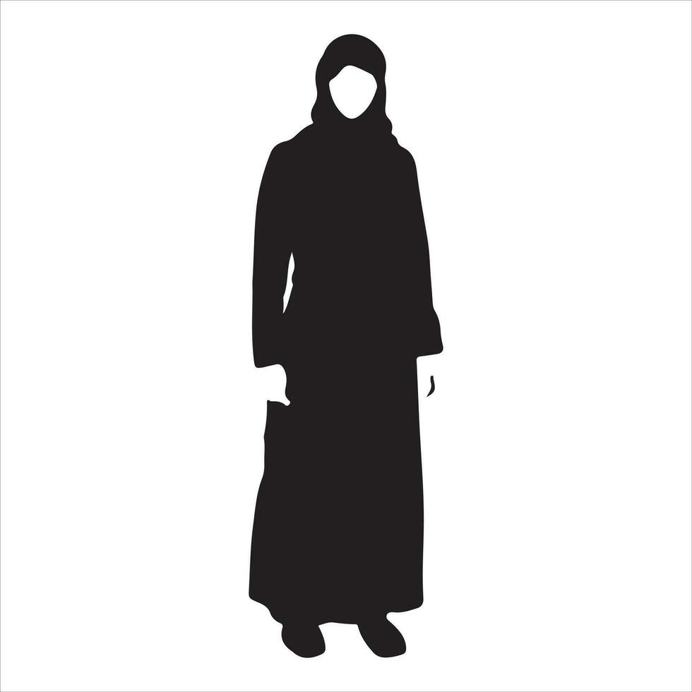 een hijab stijl vrouw staand houding vector silhouet