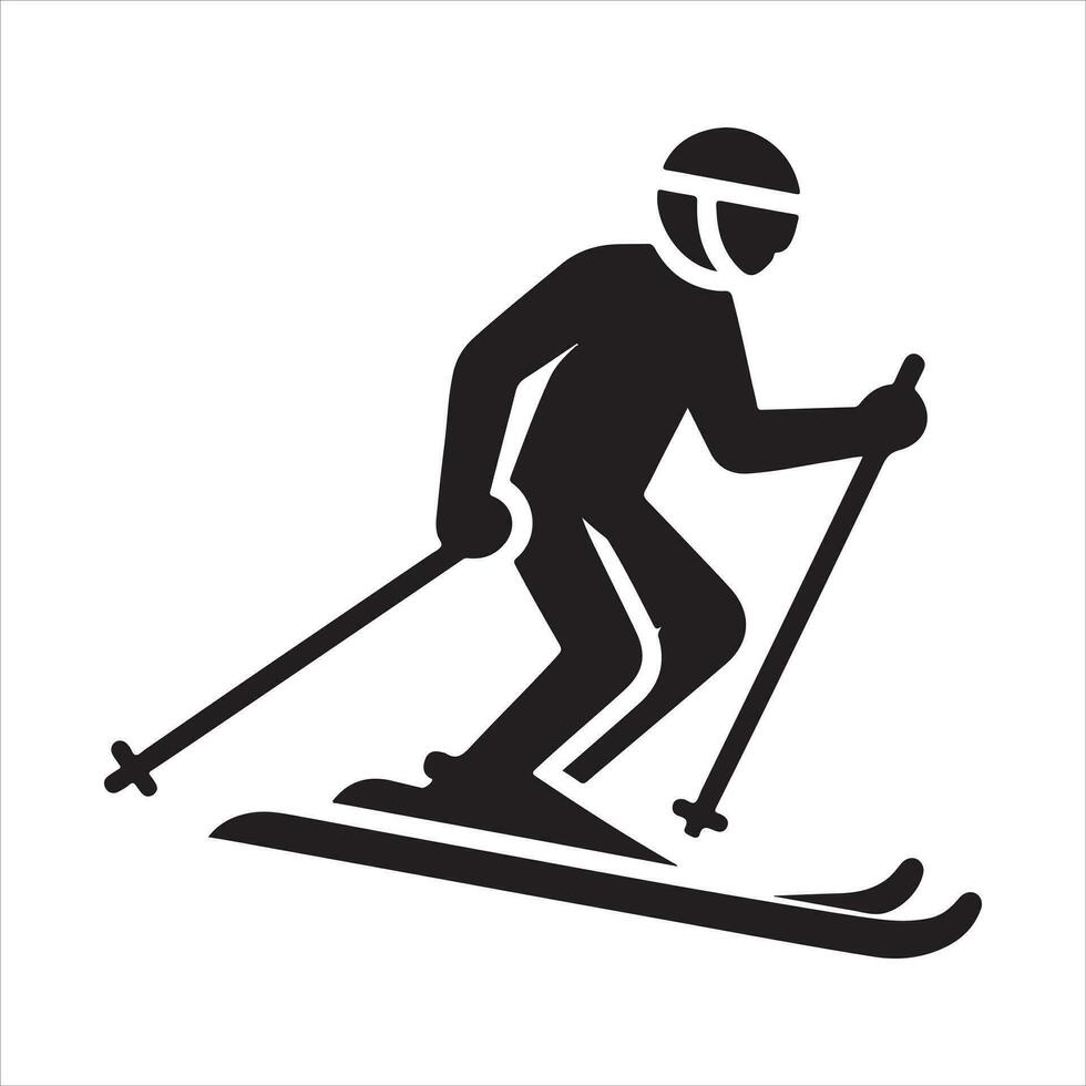 een skiër vector silhouet zwart kleur