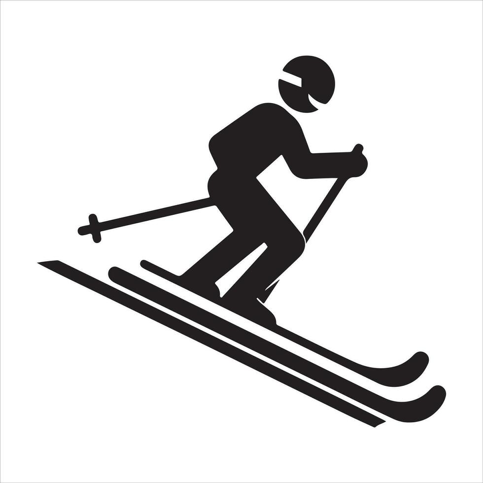 een skiër vector silhouet zwart kleur