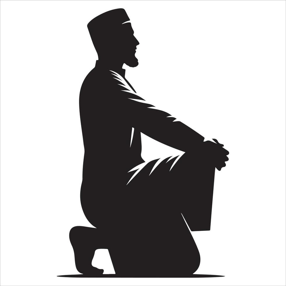 Arabisch moslim Mens vector silhouet, een moslim Mens houding vector