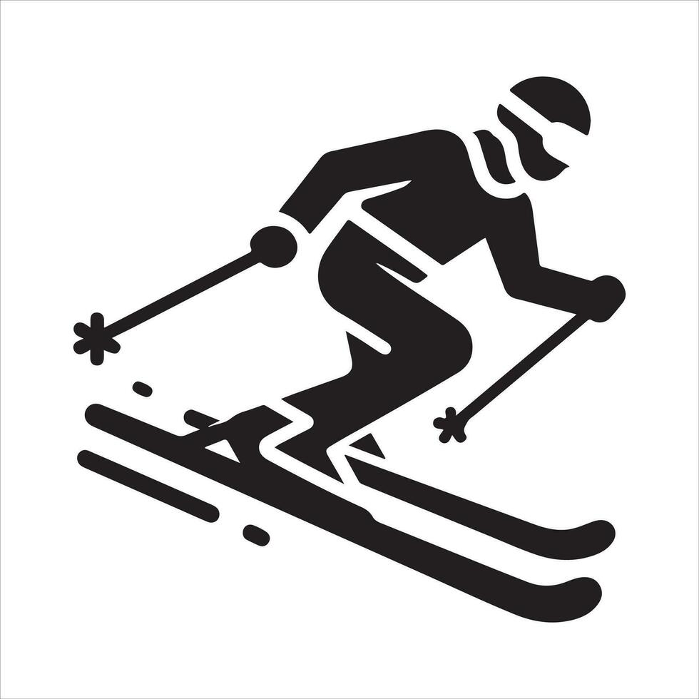 een skiër vector silhouet zwart kleur