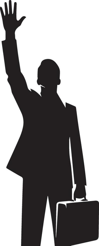 bedrijf Mens verheven hand- vector silhouet, zwart kleur silhouet