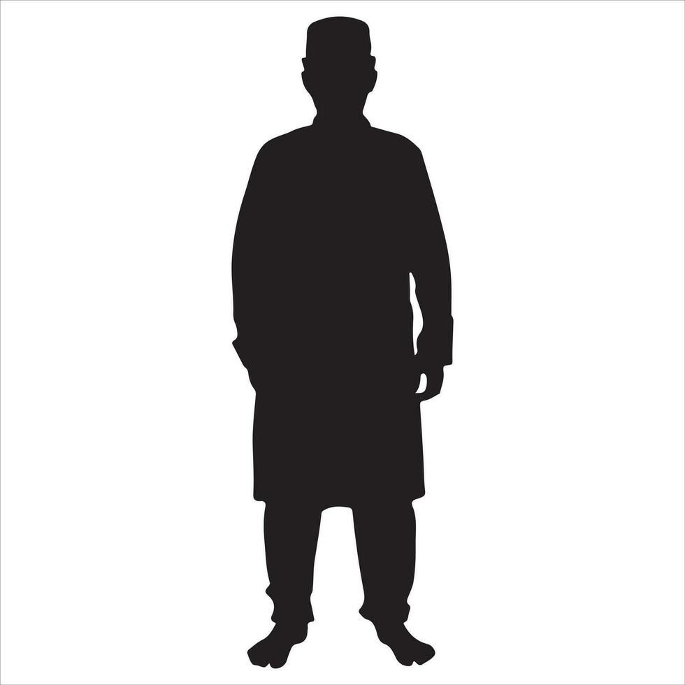 Arabisch moslim Mens vector silhouet, een moslim Mens houding vector