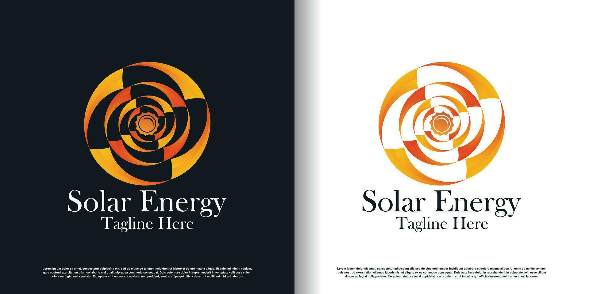 zonne- energie logo ontwerp met creatief concept premie vector