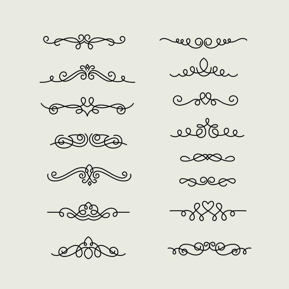 hand- getrokken kalligrafische floreren verdelers vector