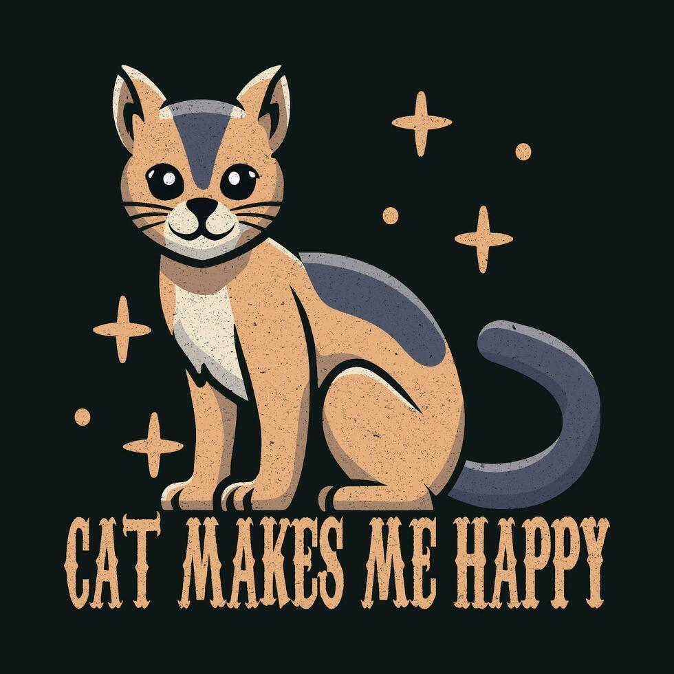 wijnoogst retro kat t-shirt ontwerp, grafisch kat t-shirt ontwerp vector