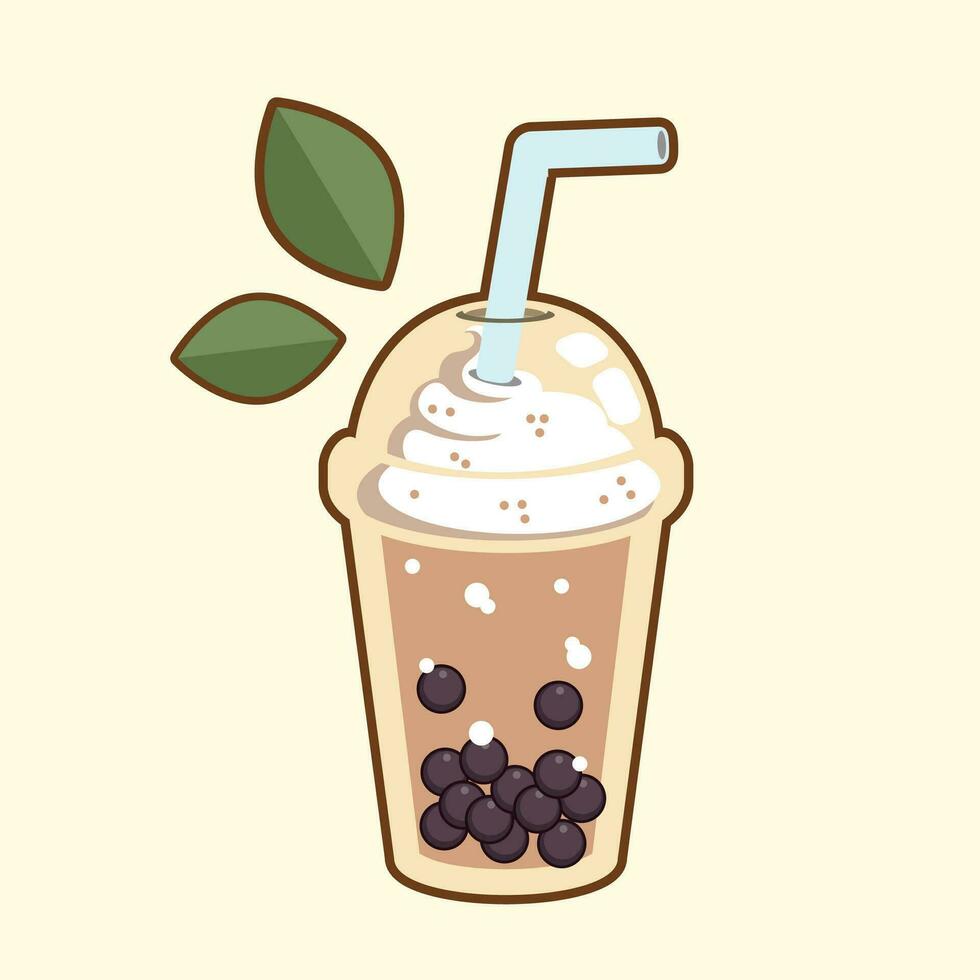 boba drinken vector illustratie, bubbel thee vector illustratie