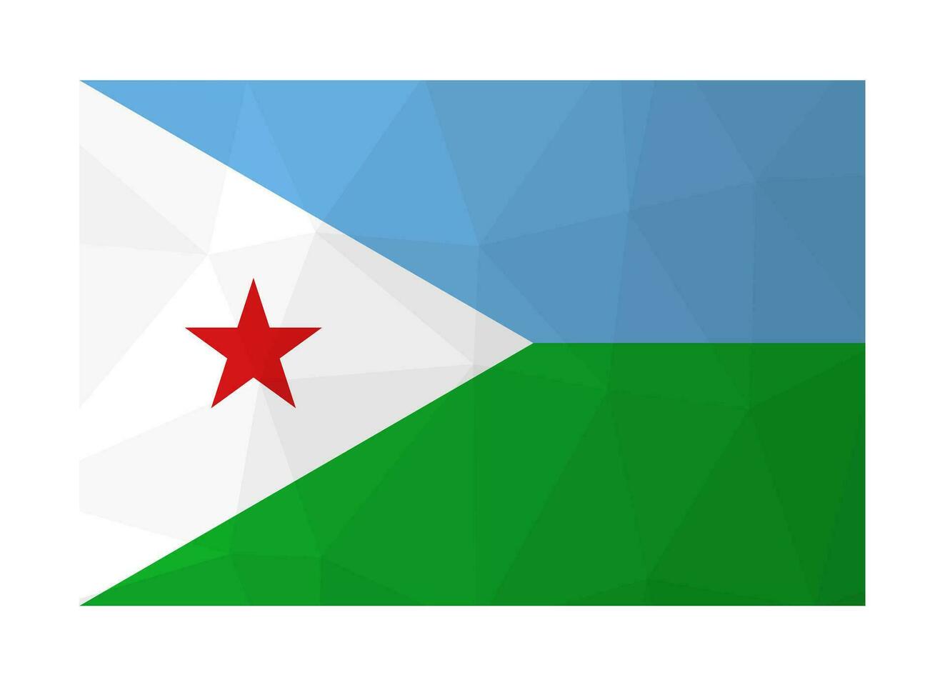 vector geïsoleerd illustratie. officieel symbool van Djibouti. nationaal vlag met rood ster en wit, blauw, groen achtergronden. creatief ontwerp in laag poly stijl met driehoekig vormen