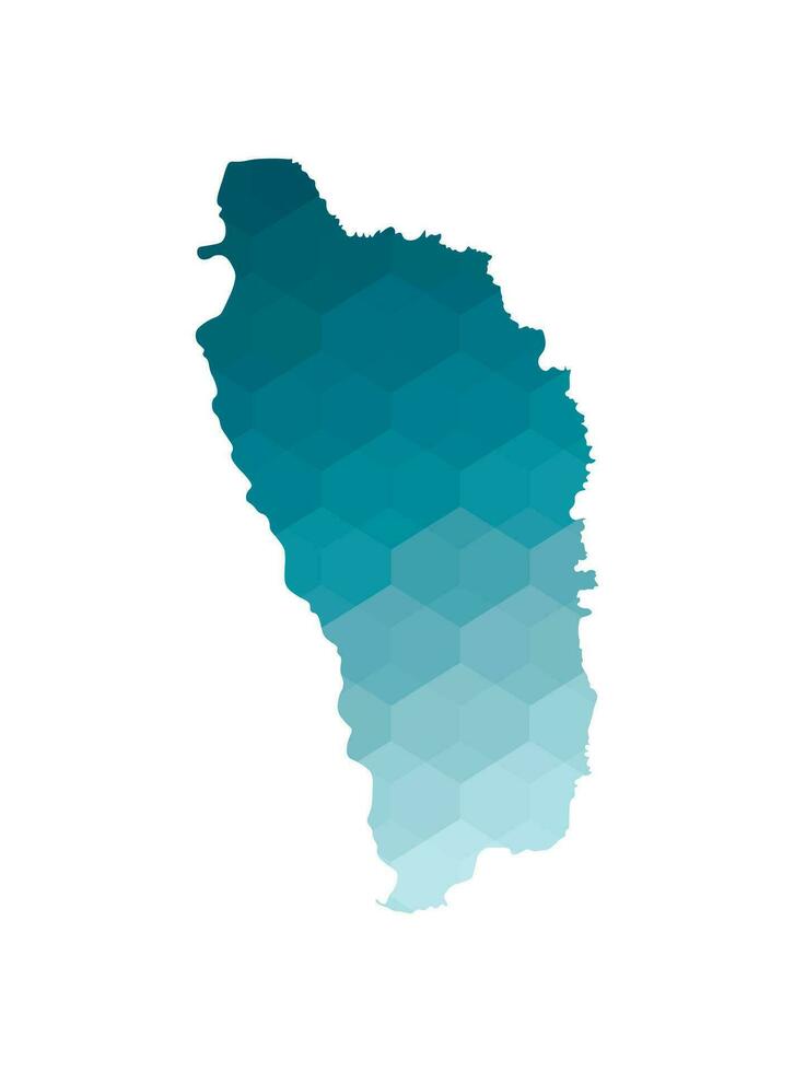 vector geïsoleerd illustratie icoon met vereenvoudigd blauw silhouet van dominica kaart. veelhoekige meetkundig stijl. wit achtergrond.