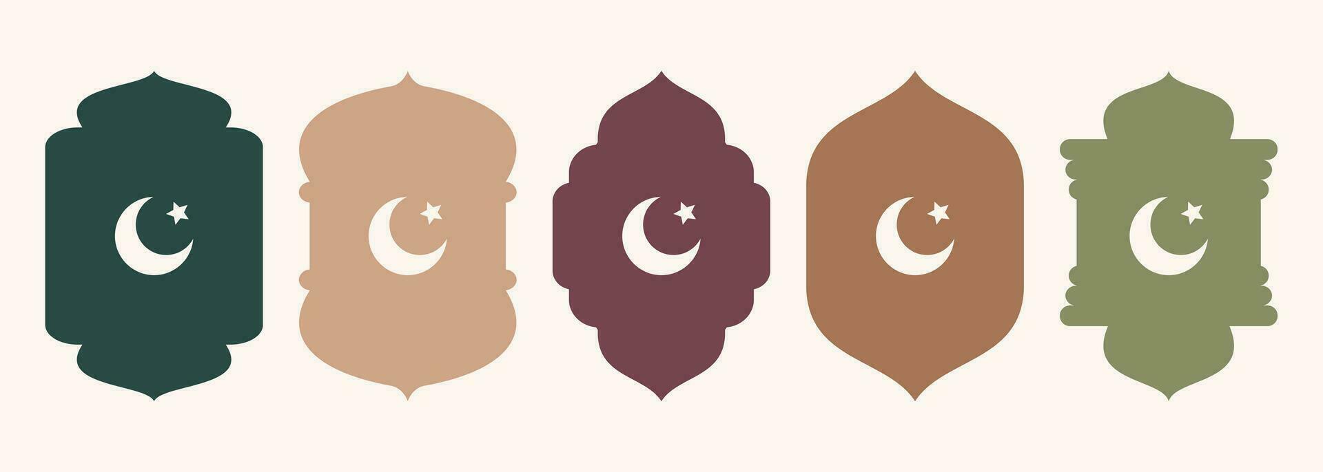 Islamitisch vorm van deur of venster silhouet Arabisch boog. verzameling van patronen in oosters stijl. kaders in Arabisch moslim ontwerp voor Ramadan kareem. vector moskee poort vorm geïsoleerd Aan achtergrond.