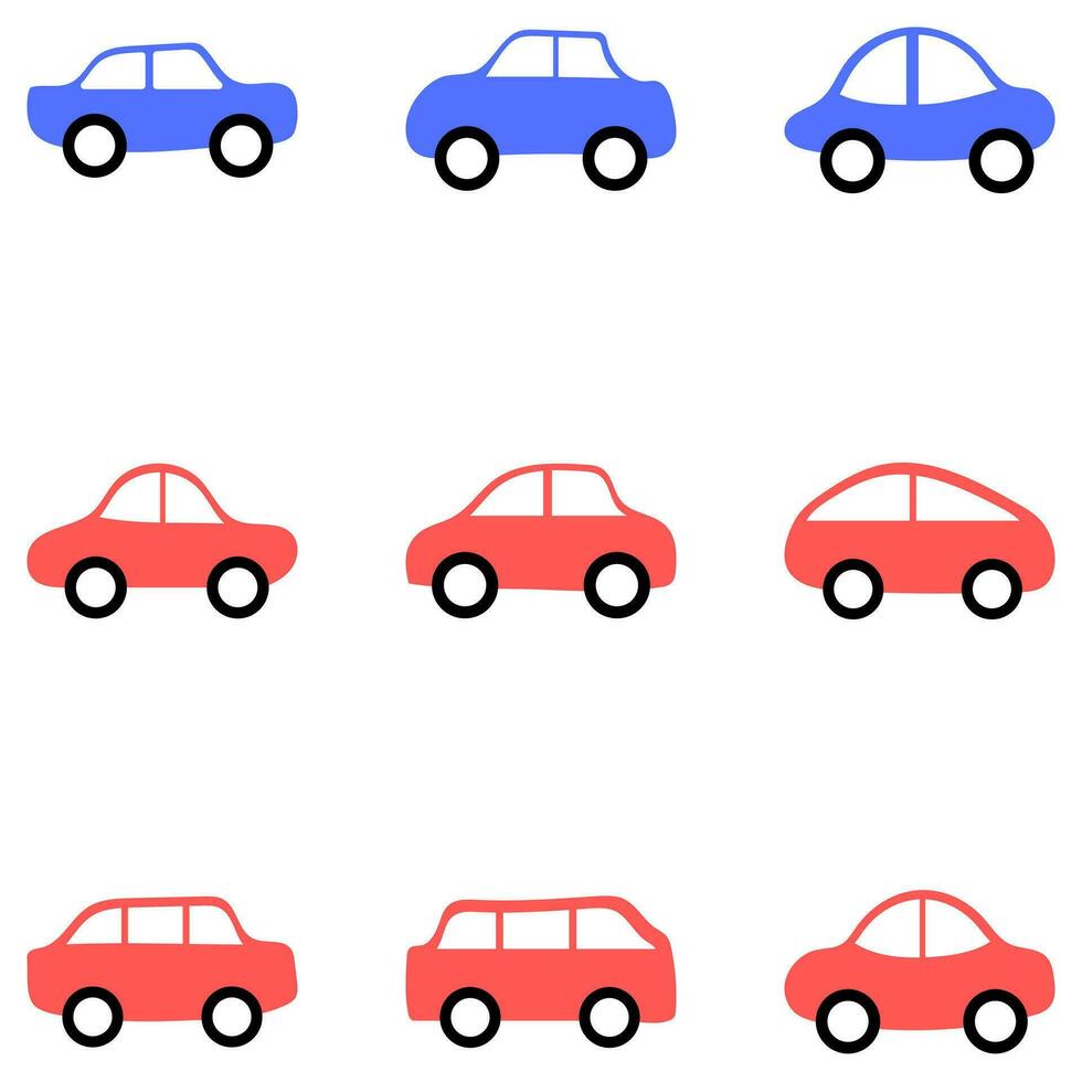 gemakkelijk schattig auto tekening icoon set. vector automotive voertuig in vlak stijl