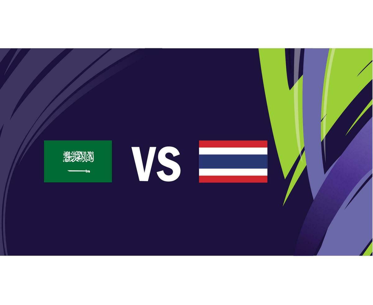 saudi Arabië en Thailand Aziatisch vlaggen landen 2023 groep f teams landen Aziatisch Amerikaans voetbal symbool logo ontwerp vector illustratie