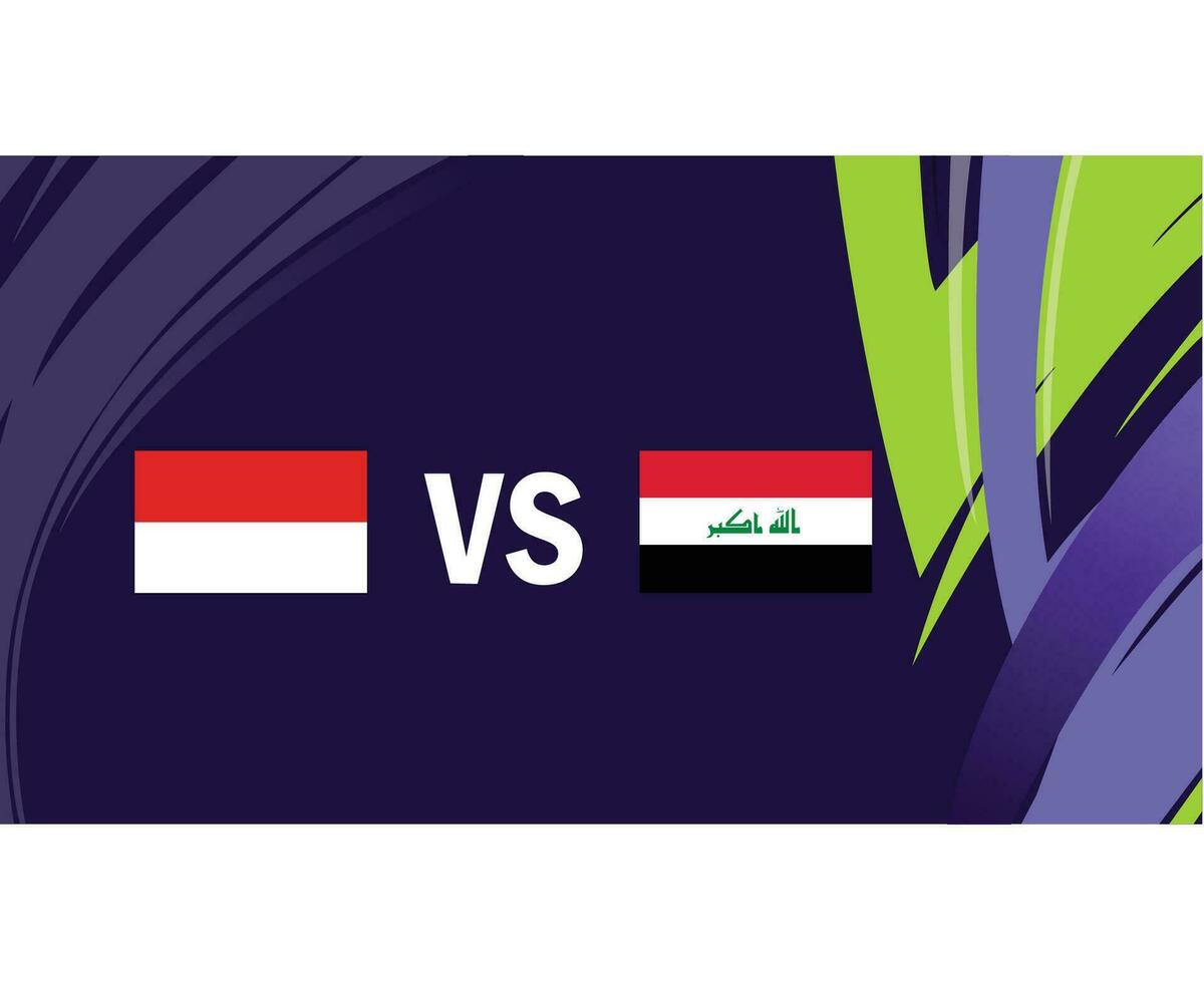 Indonesië en Irak Aziatisch vlaggen landen 2023 groep d teams landen Aziatisch Amerikaans voetbal symbool logo ontwerp vector illustratie
