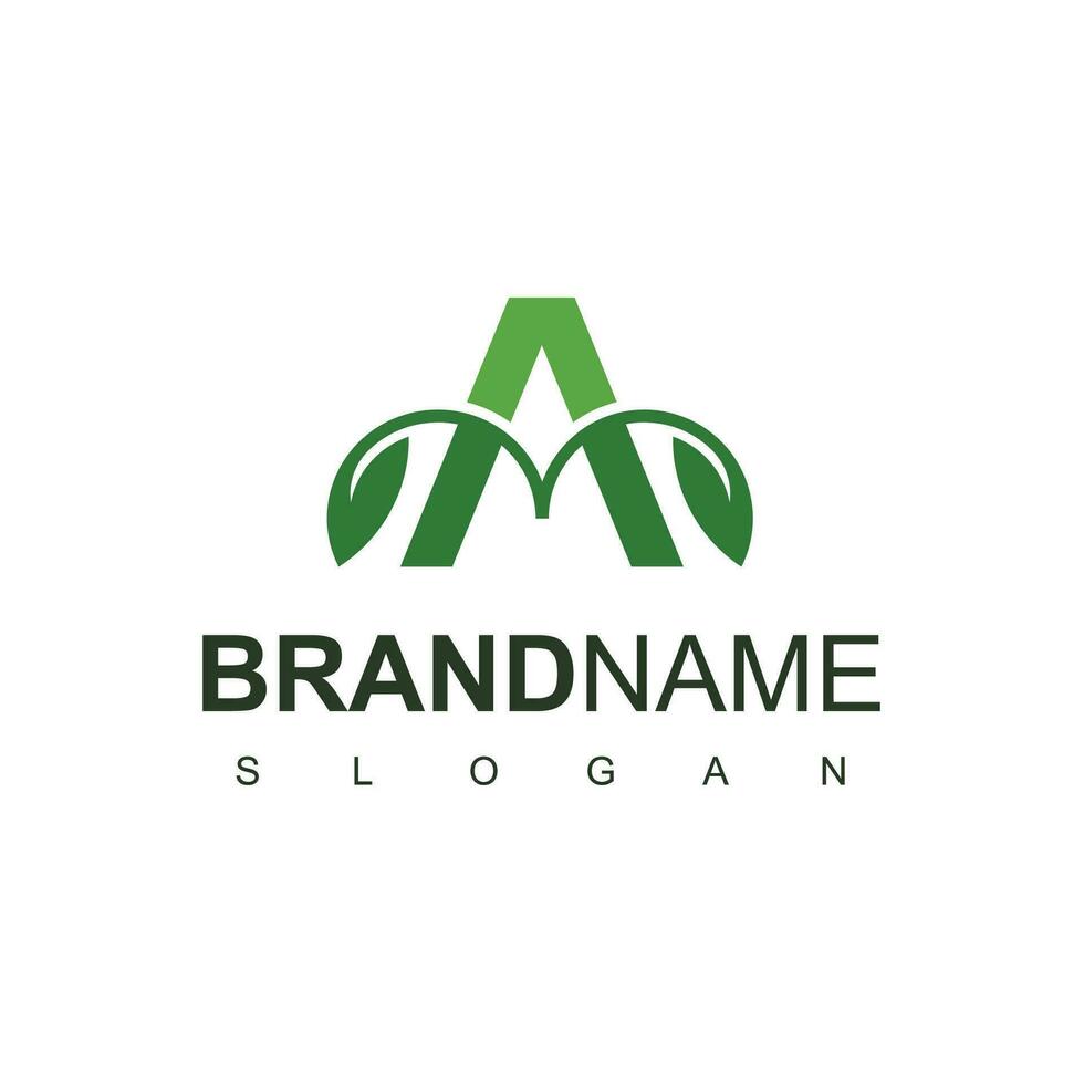 brief een groen blad logo vector
