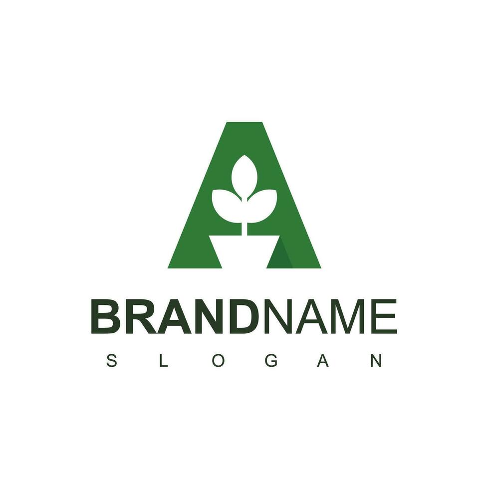 brief een groen blad logo vector