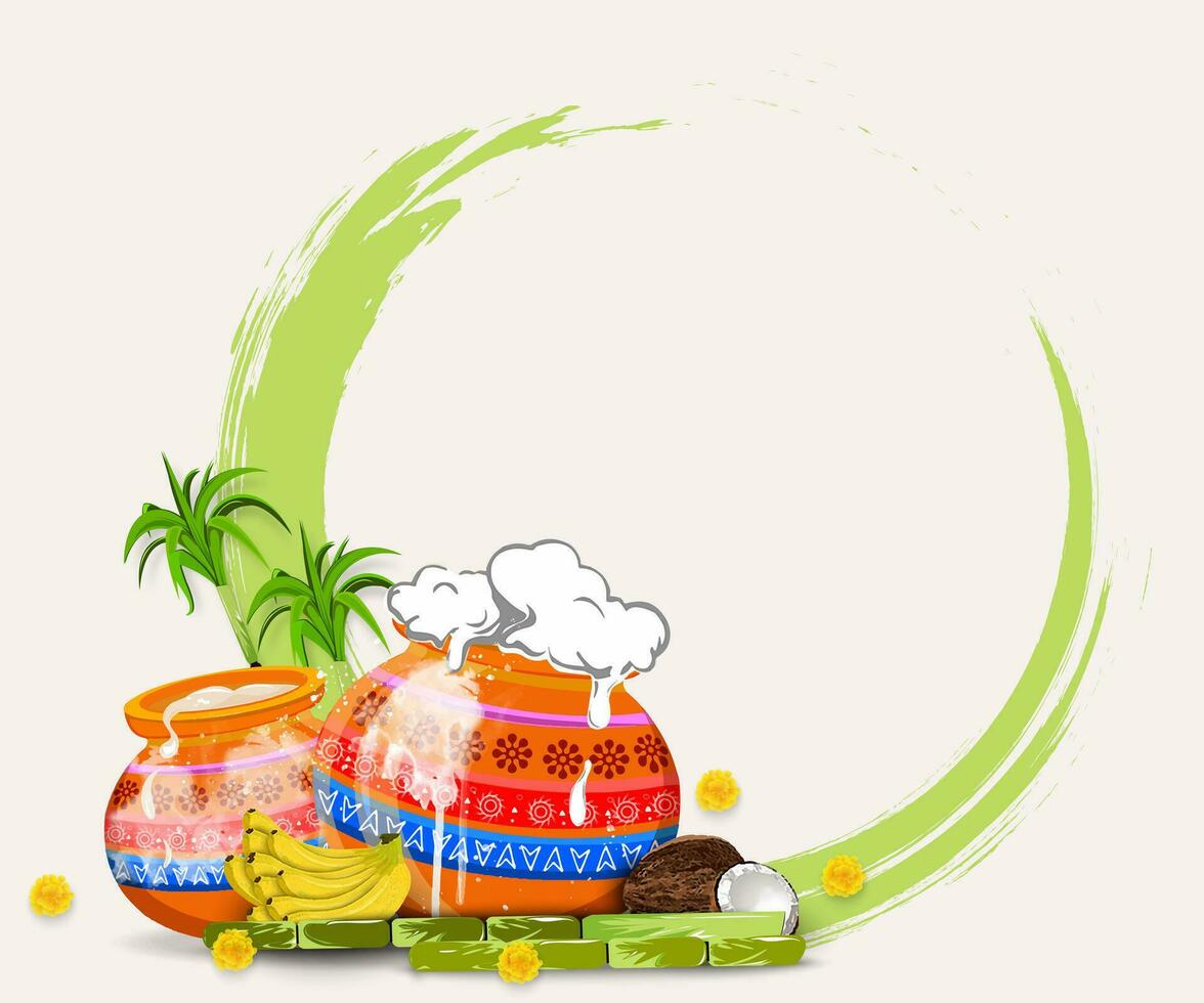 gelukkig pongal vakantie achtergrond voor oogsten festival van Indië. groet kaart ontwerp sjabloon. vector illustratie.