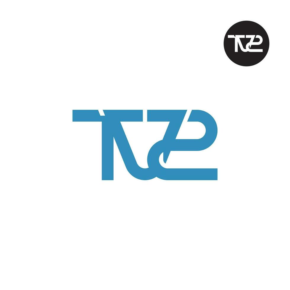 brief tv2 monogram logo ontwerp vector