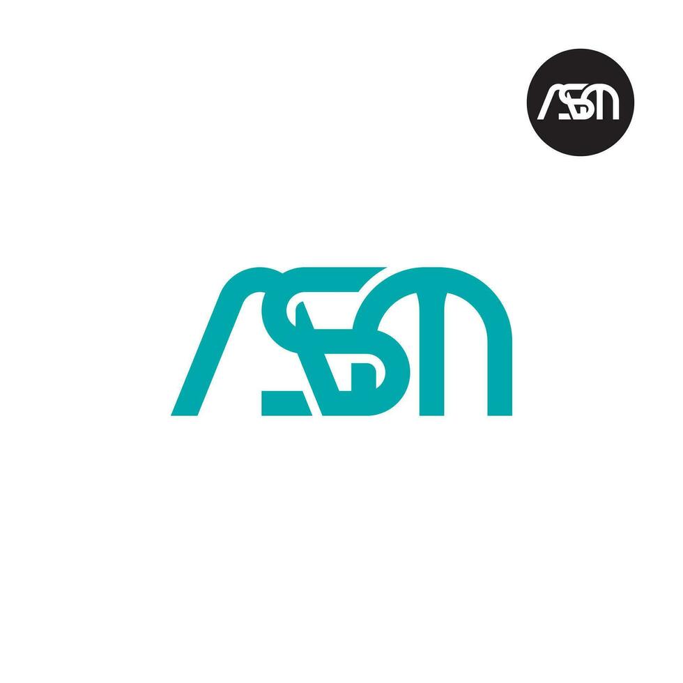 brief asm monogram logo ontwerp vector